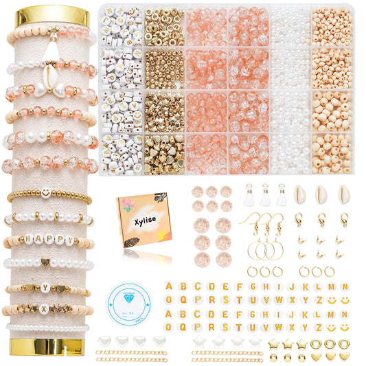 Xylise 6mm/8mm Crackle Glass Beads Bracelet Making Kit Crystal Glass Beads Jewelry Making Kit, Friendship Bracelet kit for DIY Crafts Gifts