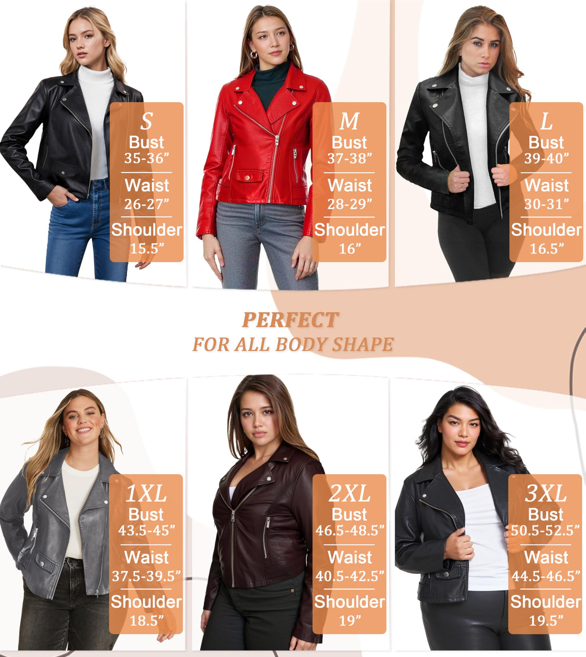 Olivia Miller Women's Faux Leather Moto Biker Jacket Long Sleeve Zip Jacket JK5208 BLACK XL