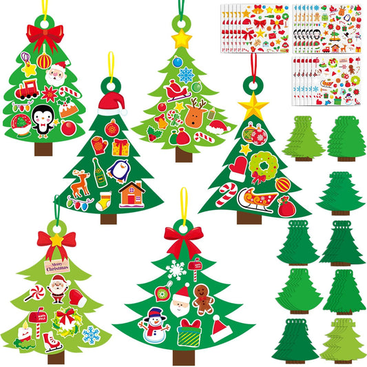 Qyeahkj 129 Pcs Christmas Tree DIY Ornaments Craft Kit for Christmas Hanging Art Project Paper Ornaments Making Crafts for Xmas Party Favors, 9 Styles