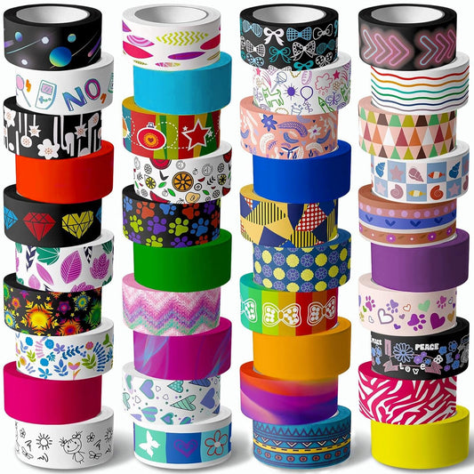 KUNMINGER 40 Rolls Washi Tape Set - 15 mm Wide Colored Decorative Tape for DIY Crafts, Junk Journal Supplies, Scrapbooking Supplies, Bullet Journals, Planners, Party Decorations