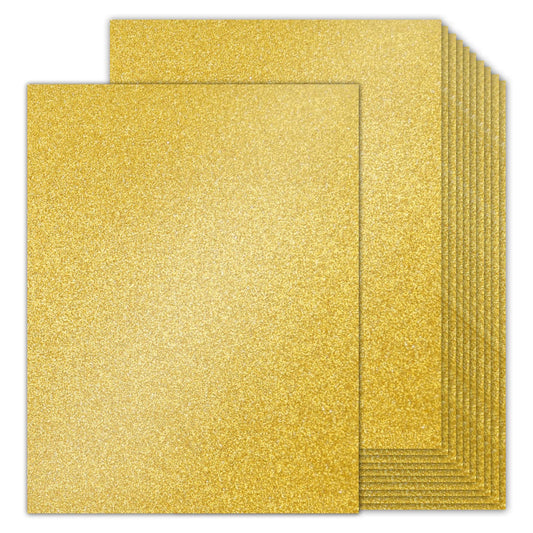 Double-Sided Gold Glitter Cardstock 8.5 x 11 24 Sheets, Goefun 100lb No-Shed Shimmer Glitter Paper for Wedding Parties, Invitations, Birthday, DIY Craft Projects, Anniversary