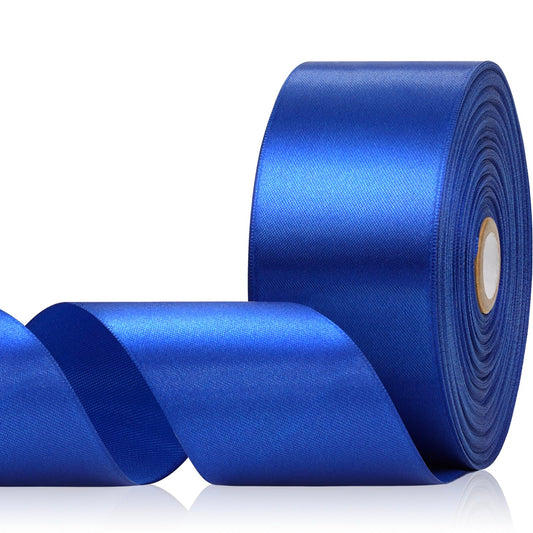 Aoropo Blue Satin Ribbon 2 Inch 60 Yards, Royal Blue Polyester Fabric Ribbon for Gift Wrapping, Crafts, Flower Bouquet, Hair Accessories, Wedding and Festival Decor