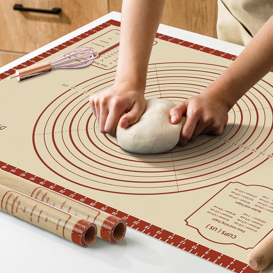 Skiennix Silicone Baking Mat - Extra Thick Non-Stick Dough Rolling Sheet | 28" x 20" Reusable Food Grade Mat for Cookies, Macarons, and Pastry