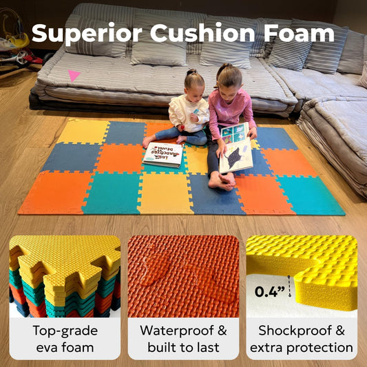 MioTetto Baby Play Mat, Soft Foam Floor Tiles for Kids. Adjustable Interlocking Foam Tiles, Fits with 50x50 Playpen Baby mat for Crawling & Development, Safe & Non-Toxic Playmat for Babies 6-12 Months