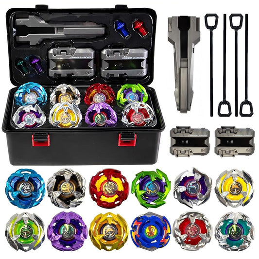 Battle Spinning Top Set with 12 Colorful Tops, Launchers and Accessories, Combat Game Collection