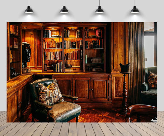 CHNYWORK 5ftx3ft Vintage Luxury Library Bookshelf Backdrop Antique Books Wooden Shelves Reading Room Interior