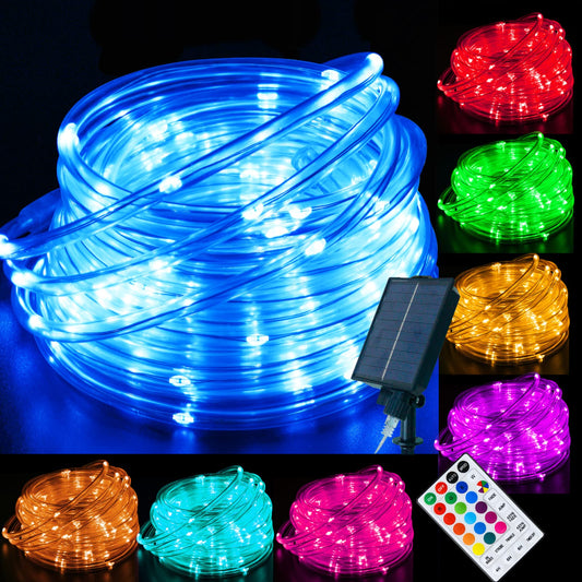 LitHome 33 FT Solar Rope Lights Outdoor Waterproof, 18 Colors Changing 100 LED Rope Lights for Outside with Remote, Solar String Light with Timer for Pool Trampoline Tree Garden Yard Christmas Decor