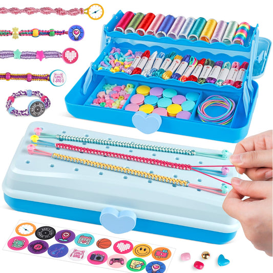 TingingYuli Friendship Bracelet Making Kit for Girls 8-12, DIY String Bracelet Maker with 3-Layer Storage Box, Arts and Crafts for Kids Ages 6-12, Easter Christmas Birthday Gift Set