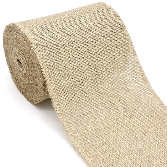 PQZKLDP 6 Inch (15CM) Burlap Ribbon 12 Yards Natural Burlap Fabric Roll for Crafting, Gift Wrapping, and Home Decor - Natural Rustic Style for Weddings, Parties, and DIY Projects