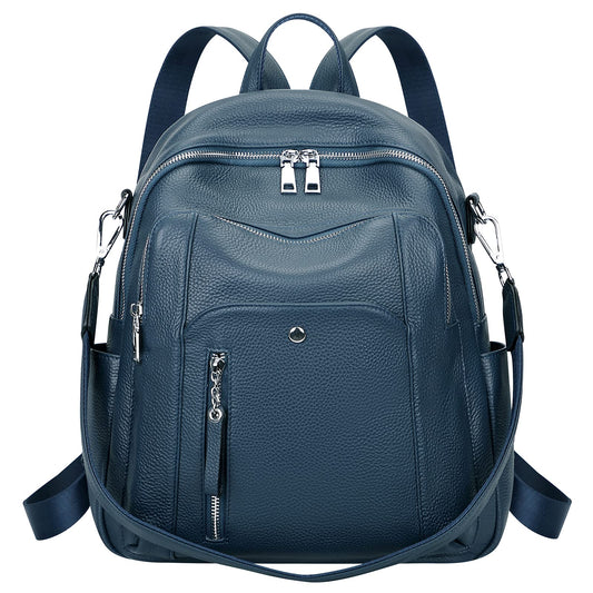 ALTOSY Fashion Genuine Leather Backpack Purse for Women Shoulder Bag Casual Daypack Medium(S9 Indigo Blue)