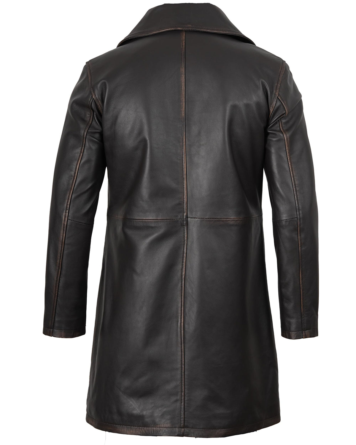 Blingsoul Men's Leather Trench Coat and Jacket | [1127112] Dark Brown Jackson Car Coat, S
