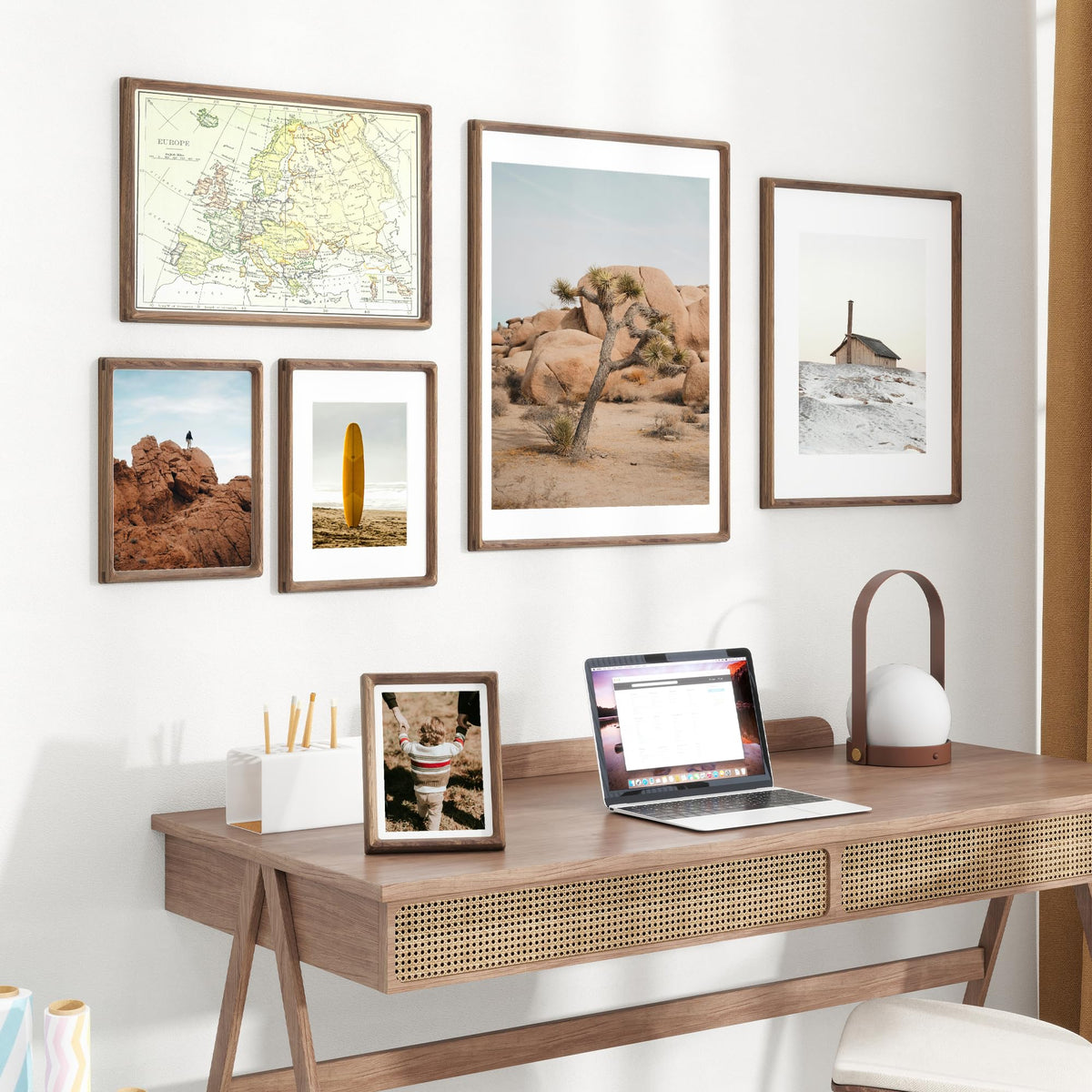 Dreamland 5x7 Picture Frame, USA-Sourced Walnut Wood Photo Frame with HD Tempered Glass, Wooden Frame Matted to 4x6, Handcrafted Rounded Corner for Tabletop or Wall Display
