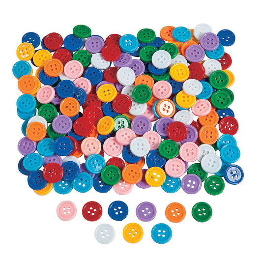Fun Express Buttons for Crafts Bulk Assortment - 800 Colorful Decorative Craft Buttons with Adhesive Backing | Mixed Plastic Button Kit for DIY Projects, Scrapbooking & Art Activities | 5/8 Inch