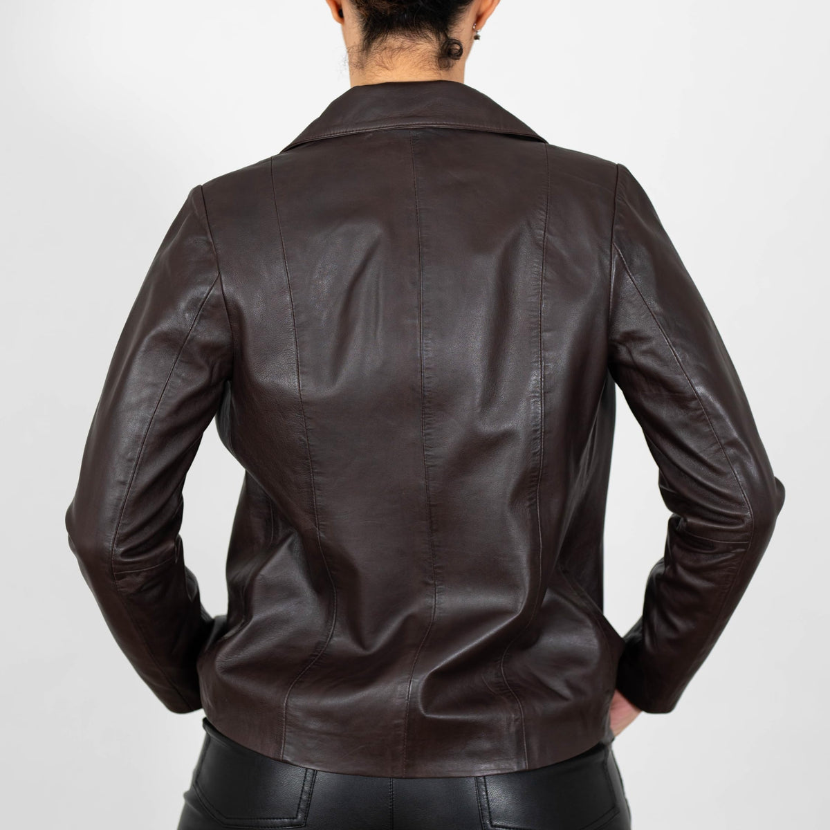 BRICK LANE Timeless Design Leather Jacket for Women | Genuine Lamb Nappa Leather Jacket (US, Alpha, XX-Large, Regular, Regular, Brown)