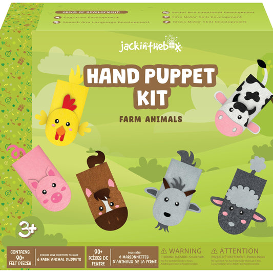 jackinthebox Hand Puppet Making Kit - 6 Farm Animals Felt Puppet Craft Kit for Kids,Creative DIY Arts & Crafts Kit Make Your own Puppets for Storytelling Role Play,Easter Craft Gifts for Kids Ages 4-8