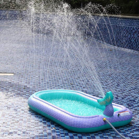 Ancesfun 68" Mermaid Splash Pad & Sprinkler for Kids, Large Outdoor Water Play Mat Summer Inflatable Wading Pool, Fun Sprinkler Water Toys for Toddlers Babies Boys Girls Age 3+ -Pink