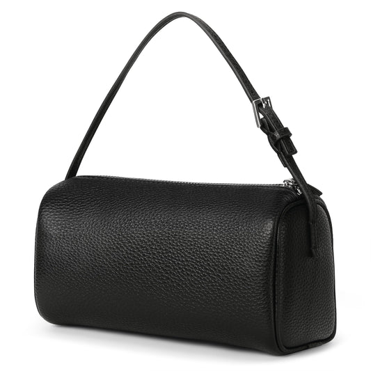 Hobo Crossbody Bags For Women,Vegan Leather Barrel Bag For Ladies,Designer Mini Pruse With Adjustable Strap,Black