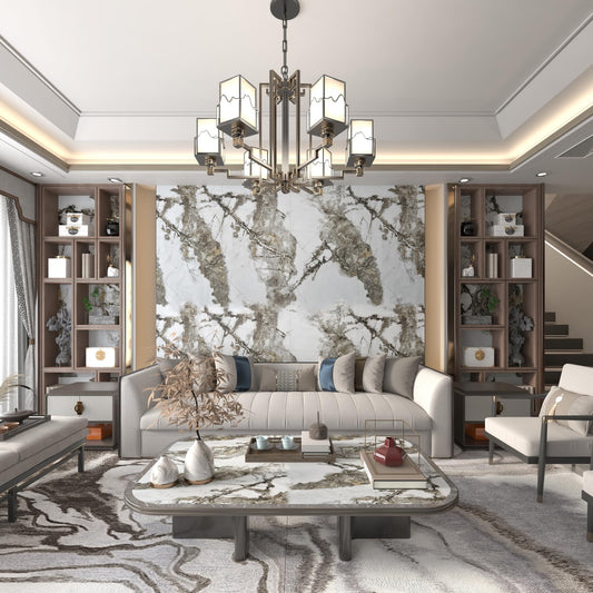 HOLOMEY White Marble Wallpaper Peel and Stick Marble Contact Paper 48x197 inch Glossy Granite Wallpaper Removable Self-Adhesive Furniture Decor Sticker for Living Room Bedroom Kitchen Walls Covering