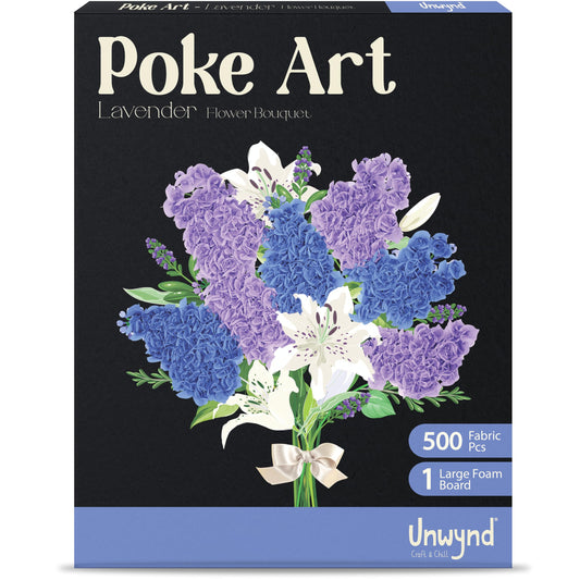Unwynd Poke Art Lavender Flower Bouquet | Mess-Free Arts and Crafts for Adults | Teen Craft Kits, Mother's Day Flowers Gift | Gifts for Mother, Women and Men