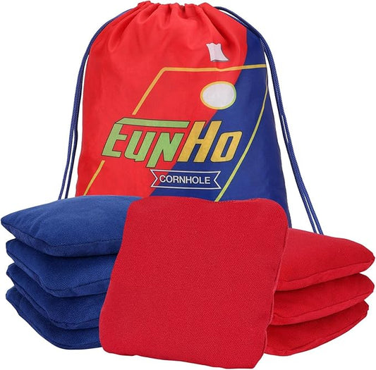 EunHo Dual Sided Cornhole Bags Regulation Set of 8 Professional Cornhole Bean Bags Slick and Stick for Tossing Game-All Weather