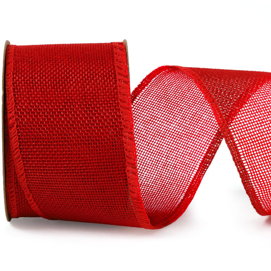 LaRibbons Red Burlap Wired Ribbon, 2.5 Inch x 12 Yards Red Burlap Fabric Ribbon for Crafts, Wreath, Bows, Gift Wrapping, Tree, Christmas Halloween Outdoor Decoration