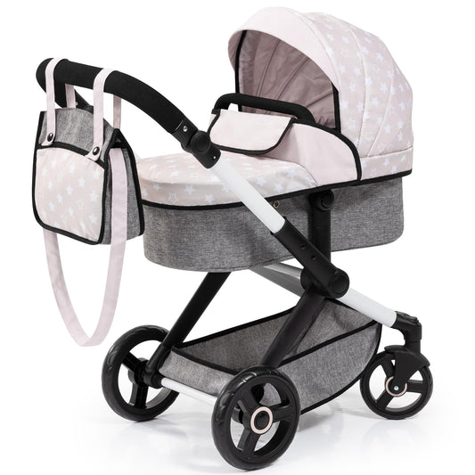 Bayer Pram Xeo - Doll Stroller with Stars Design, Convertible Pushchair for 18" Dolls, Ages 3+