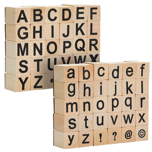 Juvale Letter Stamps Set - 60-Piece, 0.6-Inch Square Rubber Blocks - Wooden Alphabet Stamps for Crafting, Scrapbooking, Card Making & Journaling