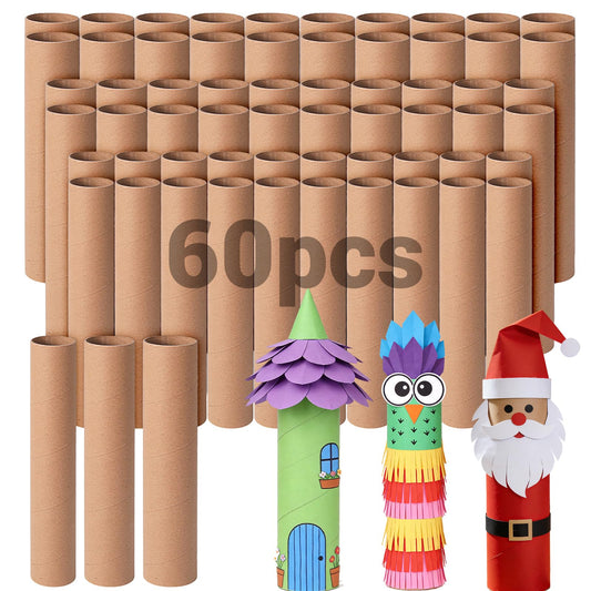Czoynife 11.85" H 60Pack Brown Cardboard Tubes for Crafts, Bulk Paper Rolls for Kids DIY, Classroom Art Supplies, Holiday Decor