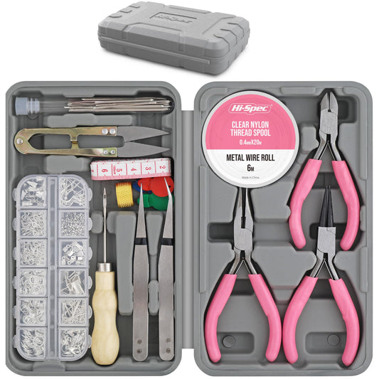 Hi-Spec Jewelry Making Supplies Kit for Adults with Findings Accessories Box Set. Pliers & Wires for Handmade Bracelets, Necklaces, Earrings and Charms Arts & Crafts
