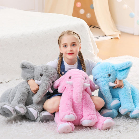 JellyMallow Elephant Weighted Stuffed Animals 5 lbs 16 inches Gray, Large Weighted Elephant Plushie Cuddly Pillow Gift for Kids & Adults