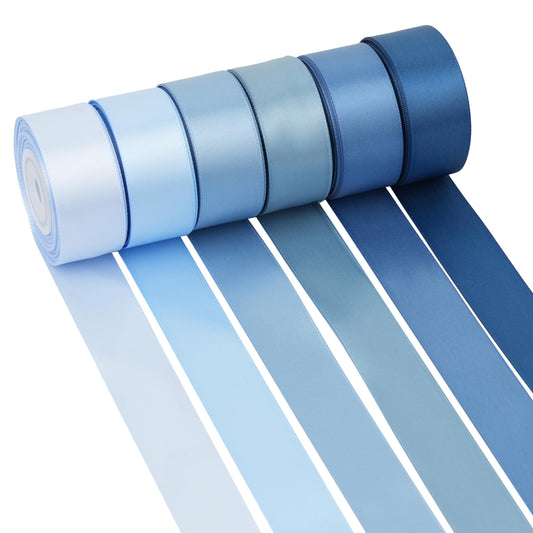 MAYREEL 1 Inch Dusty Blue Satin Ribbon Slate Blue for Gift Wrapping Wedding Bridal Shower Crafts 6 Rolls 10 Yards Each Color Total 60 Yards