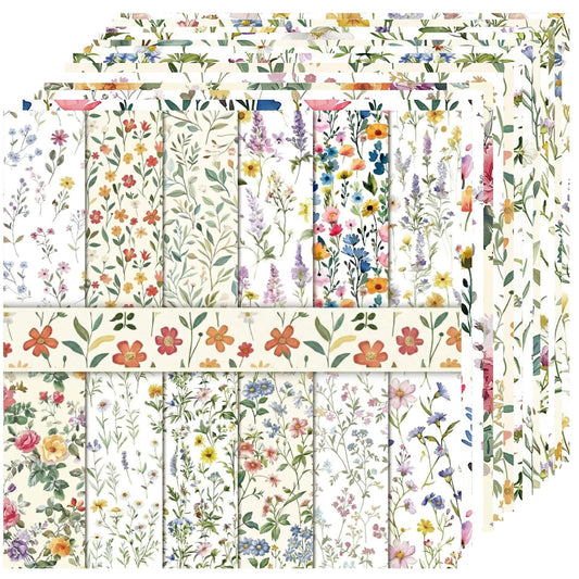 Diuhofart 12x12 Scrapbook Paper Pad - 24 Sheets Double-Sided Pastel Wildflower Paper - Dainty Daisy & Lavender Patterns for Spring Layouts, Easter Crafts & Romantic Journals