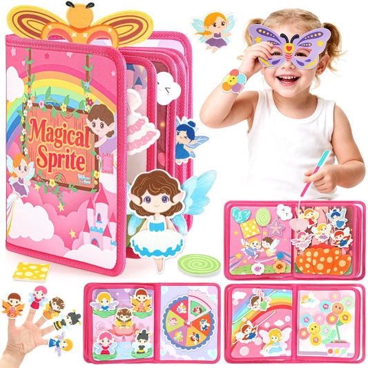 22 in 1 Busy Book for Toddlers 1-3, Sprite Montessori Toys for 1 Year Old with Fishing Game, Soft Sensory Toddler Busy Board, Airplane Travel Toys, Birthday Easter Gifts for 1 2 Year Old Girl