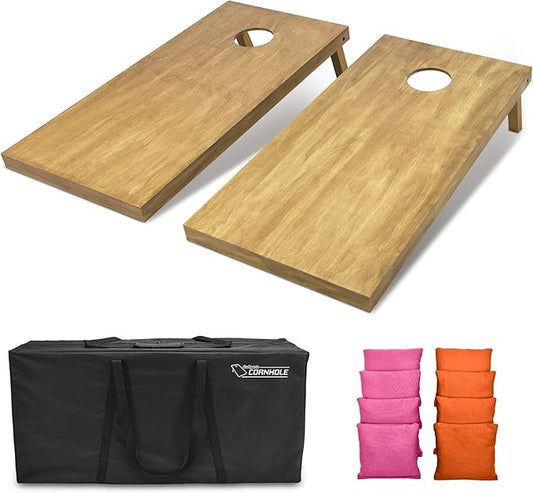 GoSports 4 ft x 2 ft Regulation Size Wooden Cornhole Boards Set - Includes Carrying Case - Full Regulation Size Bean Bag Toss Boards