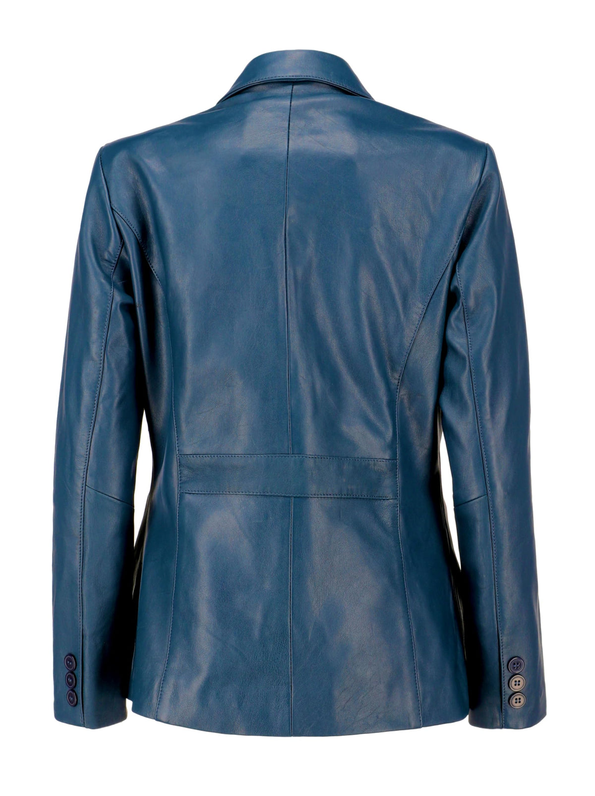 Jild Classic 2-Button Lambskin Leather Blazer Women - Casual Coat Long Sleeves Suit Style Leather Jacket Women (LC-Blue-3XL)