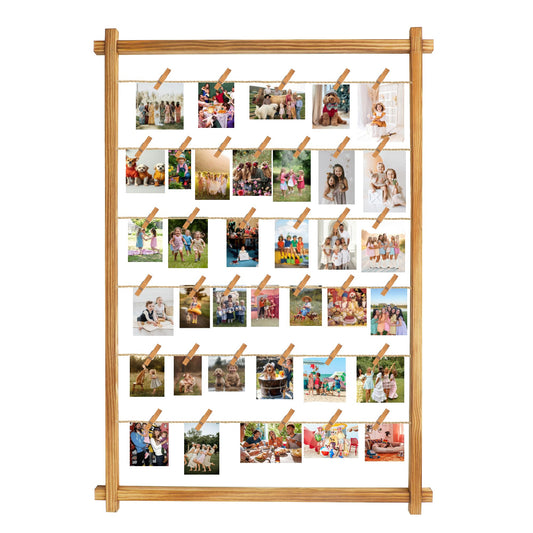 Collage Picture Frame,Photo Display Board with Clips,Hanging Pictures Frames Photos Wall Decor for Wedding Graduation Party Birthday Greeting Letter Postcards Christmas Cards Holder Organizer,39 inch