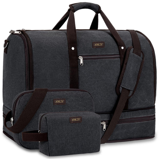 Garment Duffle Bag for Travel - Convertible Carry on Garments Duffel Bags Travel Bag for Women Men Large Weekender Bag with Shoes Compartment 3 in 1 Hanging Clothes Suit Dress Bag 3pcs Set