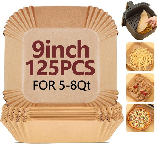 9 Inch Air Fryer Liners by [Brand Name] | 125PCS Heat Resistant Non-Stick Parchment Paper