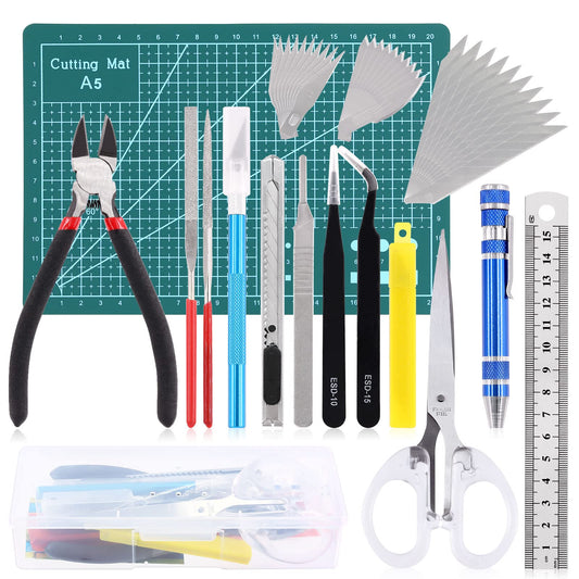 Glarks 39Pcs Model Tools Kit Model Building Tools Hobby Model Tools Modeler Basic Tool Model Kit Crafts Tools Universal for Model Cars Basic Model Building Fixing