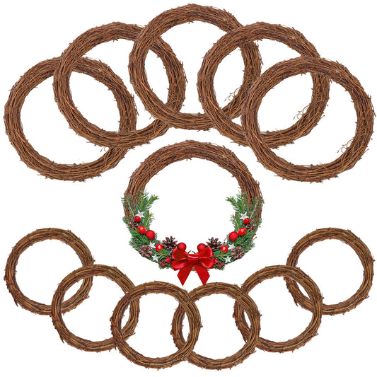 KUKLIPJIM 12 Pcs 12 Inch & 8 inch Natural Grapevine Wreath Set, Hand-Woven Vine Branch Wreaths for DIY Crafts, Christmas Decorations, Home & Event Styling(6 Pieces per Size)
