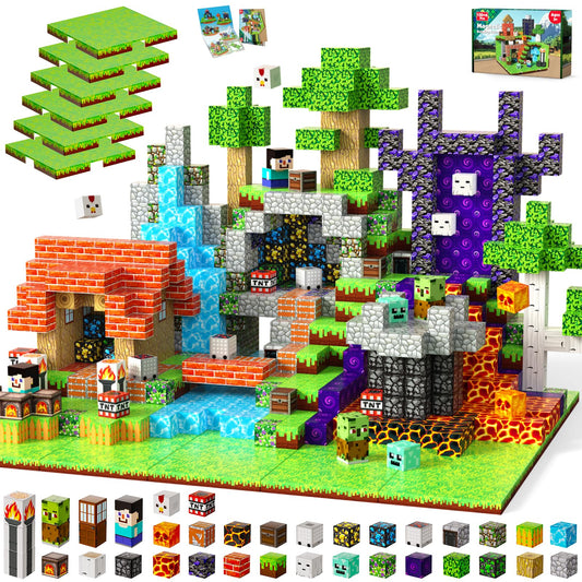 150PCS Magnetic Blocks with 6 Base Plate - Building Blocks Cubes for Kids Ages 4-8, STEM Magnet Building Toys Boys Girls, Christmas Birthday Gifts Preschool Educational Learning Toy for 3+ Years Old