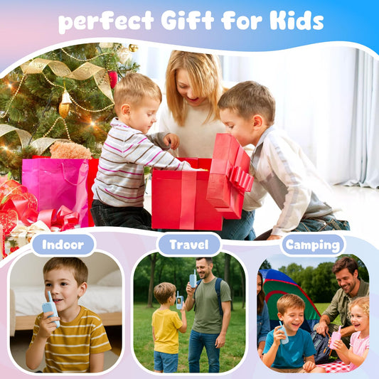 Video Walkie Talkies for Kids, Handheld 2 Pack Rechargeable Video Walkies Talkies, Indoor Outdoor Toys Christmas Birthday Gifts for Age 3-12 Year Old Girls Boys (Blue & Pink)