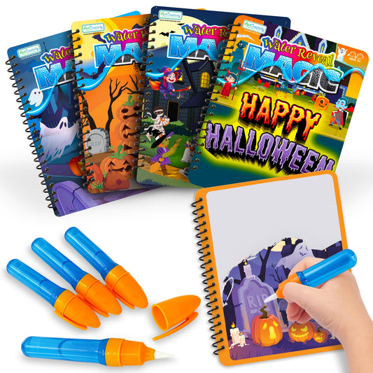 Halloween Boo Basket Stuffers for Toddlers, 4 Pack Halloween Water Coloring Books for Kids, Halloween Activities for Kids, Halloween Crafts for Toddlers, Toddler Travel Essentials, Toddler Gift Toys