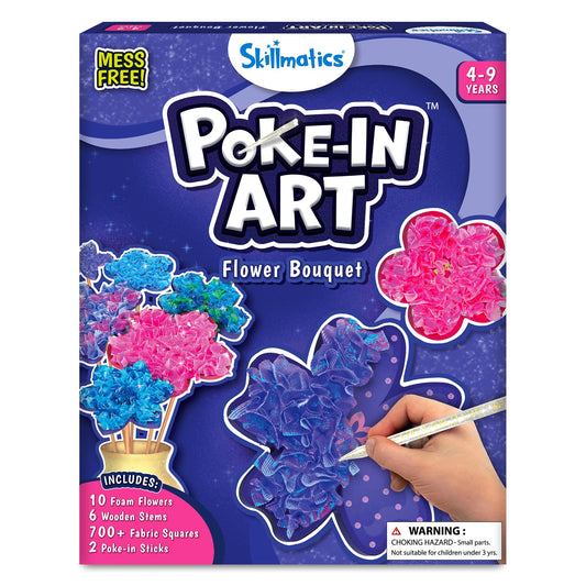 Skillmatics Poke-in Art - Flower Bouquet, DIY Wood Craft Kit, Mess-Free Creative Play for Girls and Boys Ages 4, 5, 6, 7, 8, 9, Fine Motor Skills, Screen-Free Fun