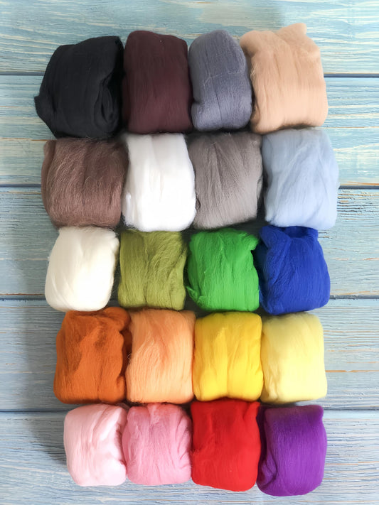 T.F GHG Wool Roving for Needle Felting,20 Colors Total 250G/8.8OZ,100% Natural New Zealand Wool,Fine Wool for Felting Yarn Craft Supplies, Wet Felting & Spinning Needlecrafts for Starter Beginner