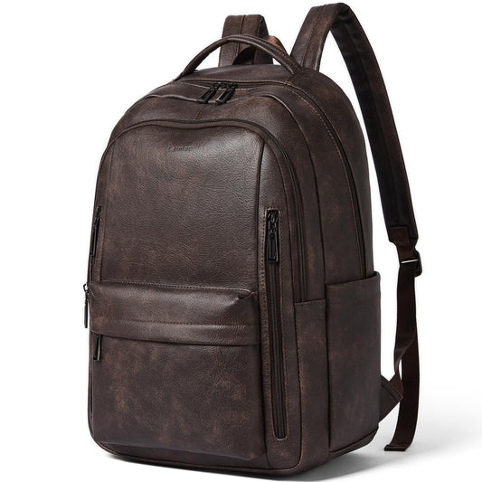 LATMAP 30L Backpack Purse for Women Men Laptop Backpack, Faux Leather Travel Work Backpack Teacher Bookbag fits 15.6" Laptop,Coffee