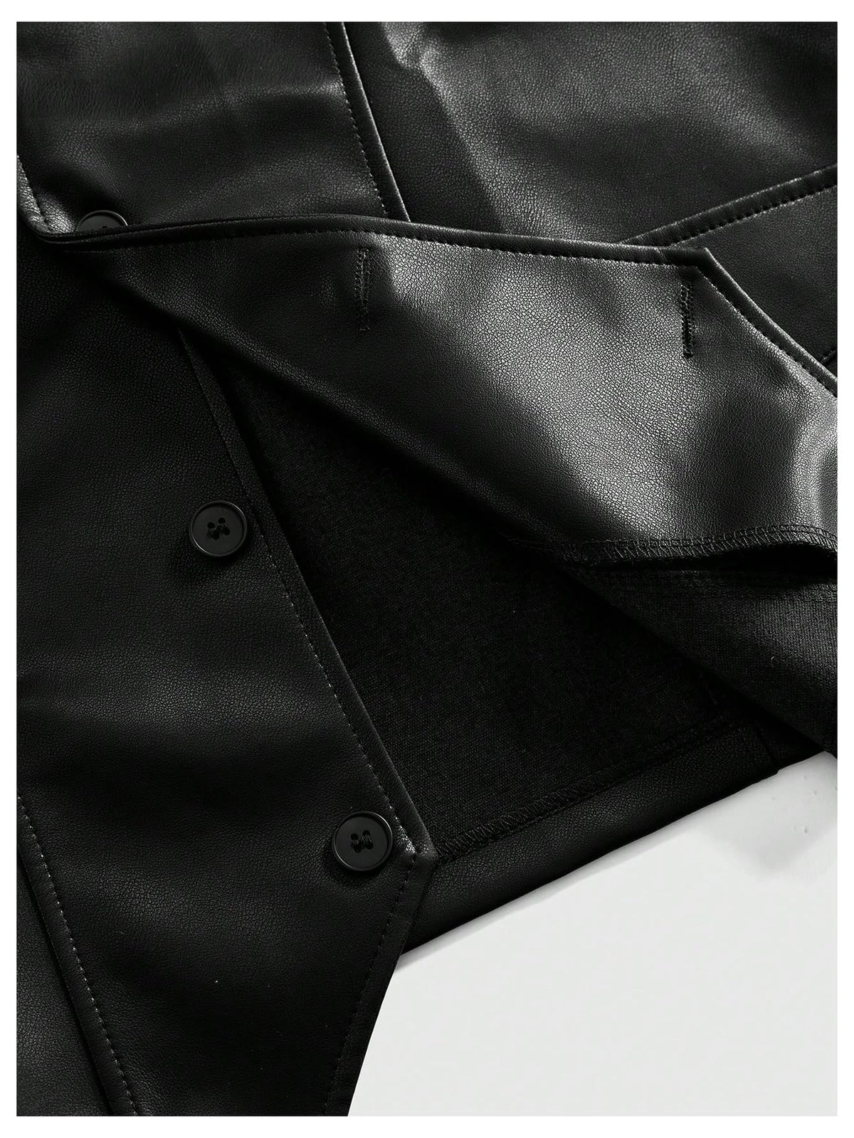 GORGLITTER Men's Faux Leather Vests Classic Button Down V Neck Western Motorcycle Vest Jacket Black Medium