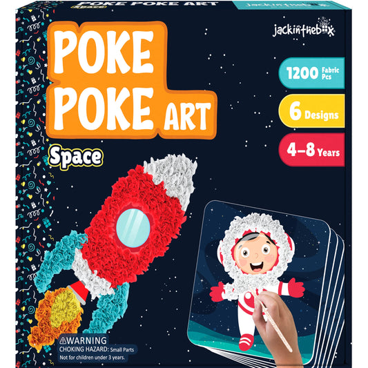 jackinthebox Poke Poke Art for Kids – Space Theme, Flower Pressing Kits, Mess-Free Fabric Art and Craft,Gift for Kids for Girls and Boys Ages 4 5 6 7 8