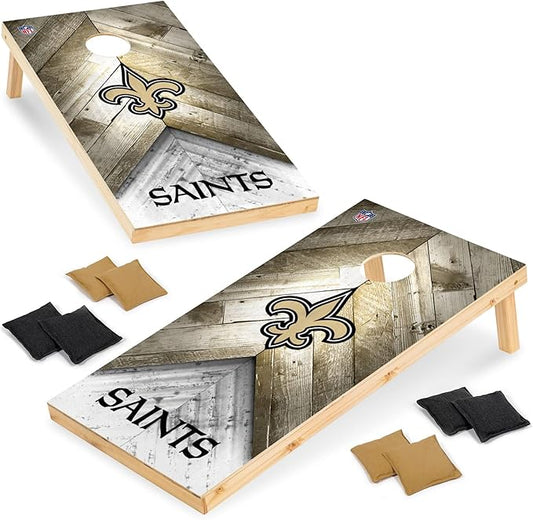 NFL Football 2' x 4' Regulation Size Solid Wood Cornhole Set with Direct Print HD Team Graphics Great Gift for Any Football Fan! Bean Bag Toss Family Outdoor Game