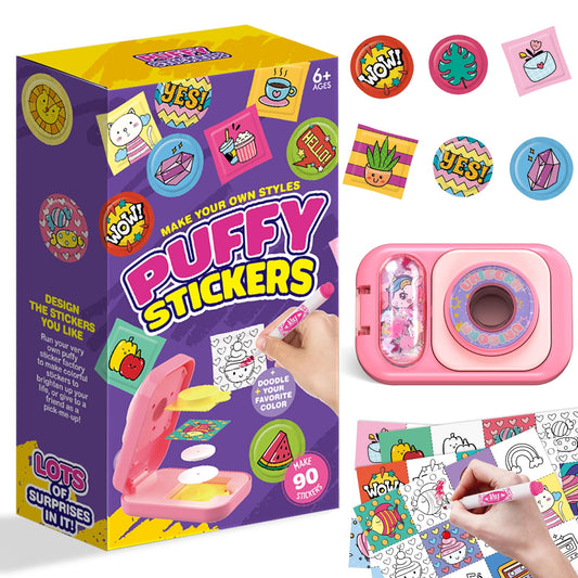 Hewaurorion Puffy Sticker Maker for Kids — Make Your Own 3D Stickers, 90-Piece DIY Craft Kit with Unicorn Machine, Arts and Crafts for Girls Boys Ages 6-10, Screen-Free Birthday Gift